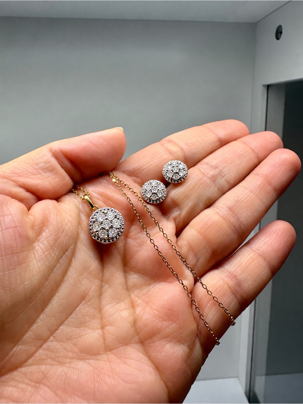 Natural Diamond Necklace & Earrings Set